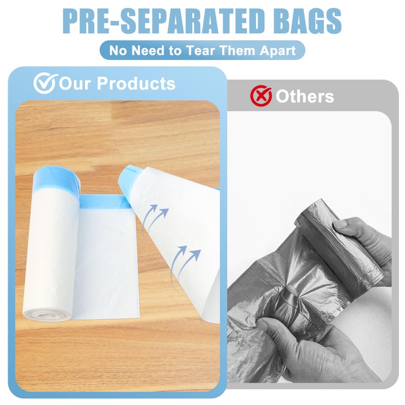 YUFDA 8 Gallon Trash Bags Drawstring-63 Count Pre-separated Medium Trash Bags 8 Gallon, White Unscented 8 Gal Garbage Bags for Home Kitchen Bathroom - Image 4
